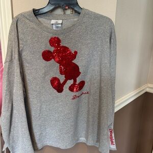 Disney Parks Reversible Sequined Mickey Mouse Sweatshirt Pullover For Women M